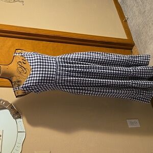 C&C California Gingham Blue & White Linen Sleeveless Sun Dress, Size 10